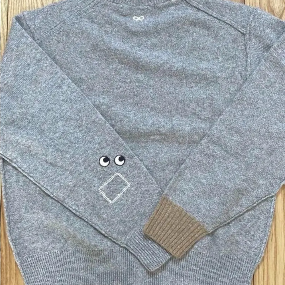 Anya Hindmarch Grey Sweater with Brown Cuff and Eye Patch Detail - Picture 4 of 9